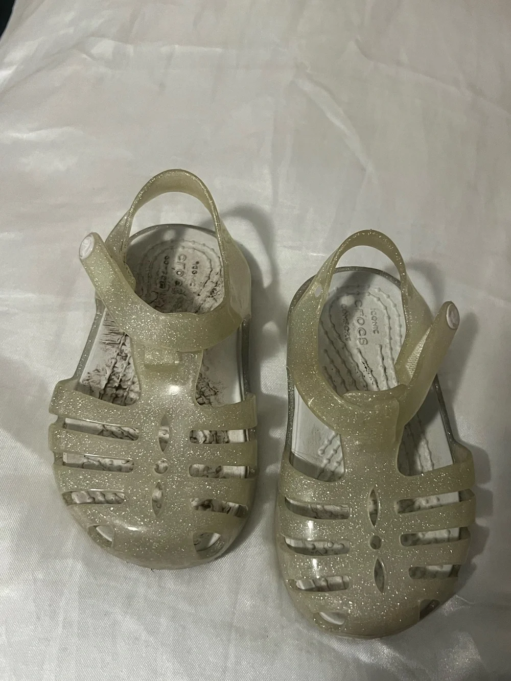 EUC Crocs Glitter Jelly Sandals 3-4c